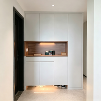 Meuble à chaussures moderne en bois gris et blanc, 6 portes, étagère ouverte, éclairage LED, sans poignée, intégré, pour entrée