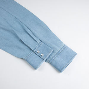 Camisas Vaqueras Casuales Hechas a Medida para Hombre al por Mayor con Botones de Presión de Perla, Bolsillos en el Pecho, Manga Larga, Lavado Ácido, Camisa Social para Hombre - Product Image 3