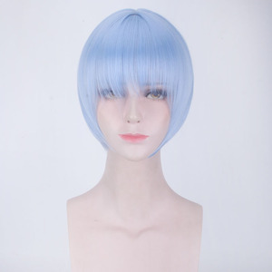 Peluca de <span class=keywords><strong>Cosplay</strong></span> Ainizi Corta Azul de 35cm, de Malla Sintética con Diseño de Rosa, de Ayanami Rei de <span class=keywords><strong>Evangelion</strong></span> para Niñas - Product Image 3