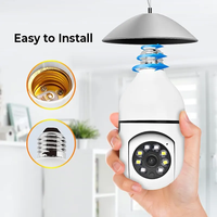 Caméra de surveillance IP sans fil panoramique 360° HD avec vision nocturne, mini ampoule PTZ, application YIIOT