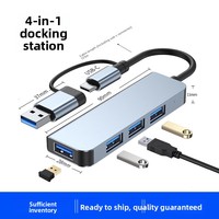 Hub Docking Station Tipe C USB3.0 Empat-dalam-Satu dengan Port dan Colokan USB-C/USB-A