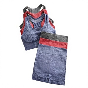 Women's Yoga Set Racerback Sports Bra High Waist Shorts Breathable <b>Mesh</b> 2 Piece Workout Wear Solid Color Contrast Binding - Product Image 1