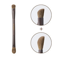 Ensemble de 11 pinceaux de maquillage de luxe haut de gamme personnalisés, bronzant brun, double tête, 100% poils vegan doux, outil de beauté, pinceau pour le visage et les yeux