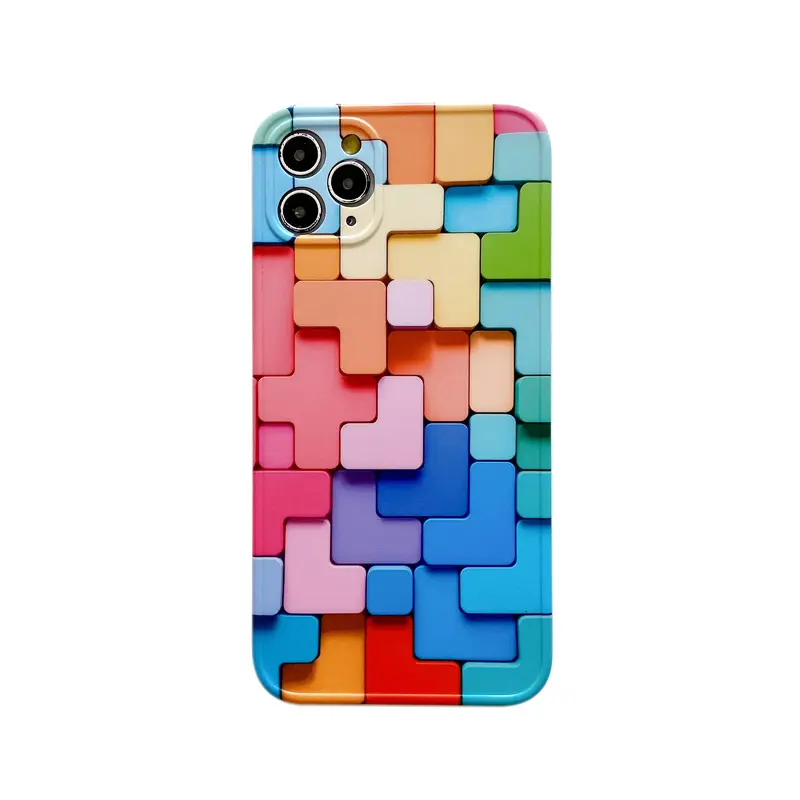 New Matt Coloful Rainbow Puzzle Fashion Plastic Soft Shockproof Mobile Cell Phone Bags Cases For iPhone x xr 11 12 13 14 Pro max