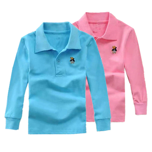 100% coton garçons Polo T-shirts & T-shirts automne à manches longues enfants uniforme scolaire avec col rond solide adolescent et filles conception - Product Image 1