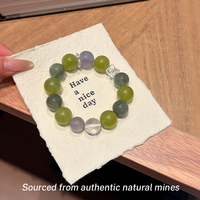 Bracelet classique en quartz rutilé vert serpentine naturel, perles de fluorite bleue diabolique de 14 mm, bijoux énergétiques audacieux pour femmes