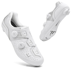 Chaussures de cyclisme pour femmes et hommes, chaussures de vélo de route et de VTT, respirantes, tige synthétique, semelle en caoutchouc EVA, ajustement athlétique, couleur unie - Product Image 3