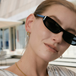 Pendientes geométricos circulares con incrustaciones de cristal de acero inoxidable para mujer, uso diario - Product Image 4