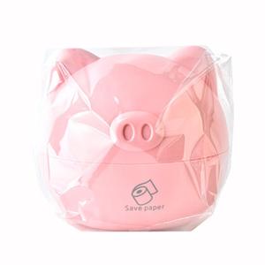 Boîte à mouchoirs et porte-papier en plastique étanche et durable de conception de dessin animé d'animal de cochon rose nordique mignon - Product Image 6