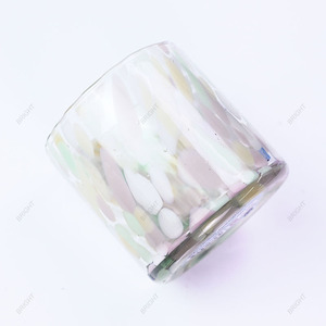 Vela de vidrio soplado estampada al por mayor, recipiente hecho a mano para decoración del hogar, vasos moteados, tarro de vela de cristal para fragancia del hogar - Product Image 2