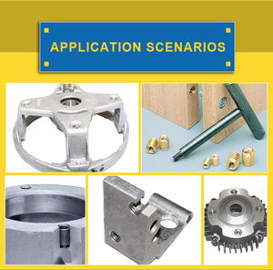 Insertos autorroscantes ranurados M6x12, equivalente a <span class=keywords><strong>Ensat</strong></span> 302, con rosca externa M9, para madera, plástico y aleaciones ligeras, para fábrica ODM/OEM - Product Image 5