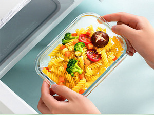電子レンジ冷凍庫用の漏れ防止ロック蓋付きガラス食品貯蔵容器ミール準備気密弁当箱 - Product Image 3