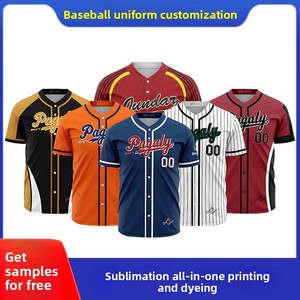 Uniforme de <span class=keywords><strong>baseball</strong></span> et de softball américain personnalisé en polyester respirant par sublimation thermique, manches courtes, col ras du cou, pour hommes et femmes, compétition - Product Image 3