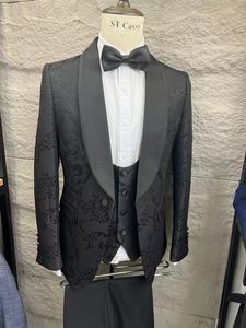 Trajes de Novio Blancos y Negros de Jacquard con Cuello, Esmoquin de 3 Piezas, Trajes de Novio para <span class=keywords><strong>Hombre</strong></span> (Chaqueta + Chaleco + Pantalones) 2026 - Product Image 5
