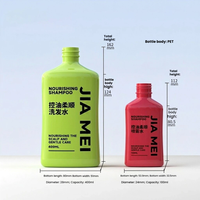 Flacon de recharge de shampoing adoucissant 400 ml et flacon pompe ovale 100 ml en PET pour les soins capillaires
