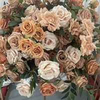 Décorations de table de mariage d'automne IFG, boule de fleurs artificielles élégante de 60 cm, couleur marron