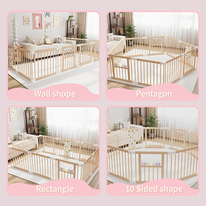 Vườn chơi xếp gọn bằng gỗ cho bé, có thể điều chỉnh, di động, có cửa, khu vui chơi trong nhà cho trẻ sơ sinh và trẻ mới biết đi - Product Image 4