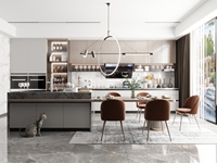 Meuble à vin ouvert Lesso Home, cuisine modulaire de luxe, armoire de cuisine personnalisée bicolore avec îlot