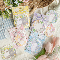 Blocs-notes autocollants en papier kraft blanc, série Chat et Fleur, motifs de dessins animés, réutilisables, pour étudiants, journaux, messages, papeterie de bureau
