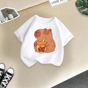 เสื้อยืดเด็ก แขนสั้น ลายการ์ตูนคาปิบารา สไตล์ใหม่ ซัมเมอร์ 2025 น่ารัก สบายๆ สำหรับเด็กชายและเด็กหญิง ผ้าฝ้าย 100% ไซส์กลาง-ใหญ่ - Product Image 6