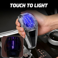 Pommeau de levier de vitesse en cristal LED tactile pour voiture, coloré et lumineux, gris, pour transmission automatique, universel