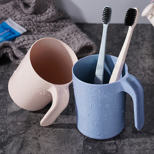 Accesorios de baño para el hogar, taza reutilizable para gárgaras, taza de enjuague bucal de paja de trigo ecológica para lavar los <span class=keywords><strong>dientes</strong></span>, taza para gárgaras con asa - Product Image 4