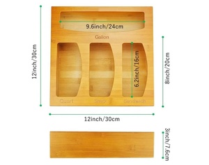 Kitchen Wood Bamboo Food Storage Bag Organizer Ziplock Bag Storage Organizer for Drawer