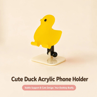 Suporte de Celular Dobrável Ajustável em Acrílico com Botão Duplo em Formato de Pato, Presente Kawaii, OEM ODM, Embalagem Personalizada, Atacado