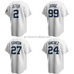 Costurado personalizado New York Baseball Jerseys 99 Aaron Judge 2 Derek Jeter 45 Gerrit Cole 7 Mickey Mantle Baseball Jersey