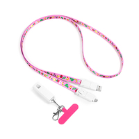 Cable de Carga con Cordón de Poliéster 6 en 1 con Logotipo Personalizado, Carga Rápida de 3A con Puerto de 8 Pines L, Micro USB y USB Tipo C