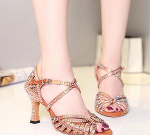 Seksi 7cm Salsa Latin Dans Ayakkabısı <span class=keywords><strong>Rhinestone</strong></span> Caz Tango Swing Parti Dans Ayakkabısı Dans Yarışması Antrenmanı için Özelleştirilebilir Topuk - Product Image 2