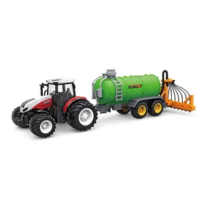 Trator de brinquedo rc 6ch 1/24g, brinquedo de borracha para agricultura, com controle remoto, de plástico, com pulverização de fertilizante líquido