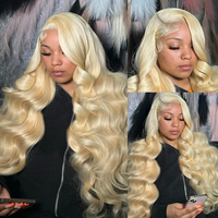 Perruque frontale en dentelle HD transparente 613 Body Wave en cheveux vietnamiens bruts, alignement des cuticules, sans colle, pour femmes noires