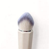 Pinceau de maquillage pour fond de teint à tête ronde conique avec logo personnalisé, manche multi-facettes, poils synthétiques, aluminium, pour crème liquide