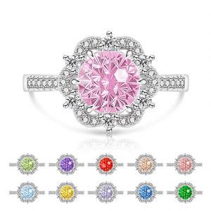 Anillos de bodas แหวนเพชรเพทายรูปดอกกุหลาบประกายวิบวับสำหรับงานเลี้ยงวันครบรอบแต่งงาน - Product Image 1