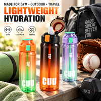Bouteille d'eau sport personnalisée OEM 750 ml avec paille, couvercle à clapet à ouverture rapide et verrou de sécurité pour la salle de sport, les activités de plein air et les voyages