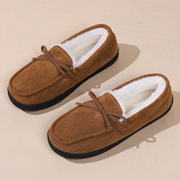 Femmes Hiver Coton Chaussures Peluche Couleur Solide Fourrure Females Feetwear Bottes de Neige Chaudes Dames Casual Plat Court Maison Chaussons