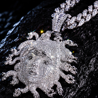 Collana Hip Hop con Pendente a Testa di Medusa in Argento Sterling 925 e Moissanite Lucida Personalizzata per Uomo, Ideale per Concerti e Feste