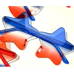 Heart shaped star shaped novelty sunglasses American flag design <b>funny</b> shades Red white blue gradient lens party <b>glasses</b> - Product Image 2