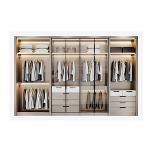 Armoire de chambre à coucher de luxe Armoire armoire en bois à 3 sections en naturel - Product Image 5