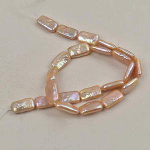 Perlas de Agua Dulce Blancas Naturales, Collares de Perlas Sueltas con Bloques Rectangulares Dorados y Forma de Gota de Agua Barroca, Joyería - Product Image 3