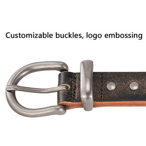 أصلي كلاسيكي مضطجع للرجال ، مشبك معدني قديم جلد البقر الحقيقي ، إكسسوار جينز غير رسمي - Product Image 3