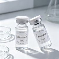 Flacon en verre transparent pour peptides de 10 ml avec bouchon en caoutchouc butyle et capuchon à clapet pour le stockage de poudre de peptides lyophilisés, avec logo et boîte personnalisés