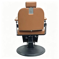 Fauteuil de barbier vintage hydraulique inclinable avec repose-pieds en cuir marron, mobilier de salon classique pour hommes, salon de coiffure