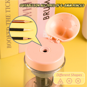 Sacapuntas Eléctrico con Diseño de Conejito Rosa para Niños, Carga USB, Parada Automática, <span class=keywords><strong>Tres</strong></span> Niveles de Afilado - Product Image 2