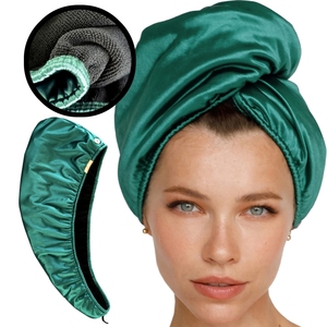 Enveloppe de <span class=keywords><strong>serviette</strong></span> de cheveux en microfibre satinée <span class=keywords><strong>pour</strong></span> femmes Turbans de cheveux super absorbants Enveloppe de cheveux humides et bouclés - Product Image 3