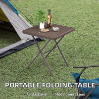 Table carrée pliante portable, structure en acier allié robuste, base croisée, sans assemblage, capacité de 400 lb, intérieur/extérieur, camping, patio