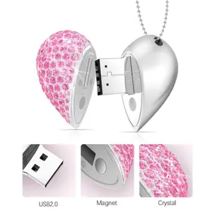 Clé USB en forme de cœur avec stylo diamant Interface 2.0/3.0 32 Go de mémoire intégrée Variété comprenant 64 Go 16 Go 8 Go 2 Go 1 Go 256 Mo