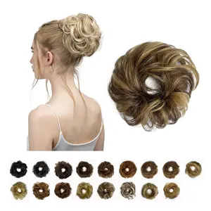 Rommelige Krullend Menselijk Haar Knot Kam Chignon Met Haar Elastische Band Clip In Natuurlijke Fakehair Stukken Voor Vrouwen Haarstukjes