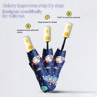 Nouvel Parapluie Enfant Entièrement Automatique à Trois Plis, Design Mignon de Dessin Animé, Protection Solaire et Contre la Pluie pour Élèves du Primaire